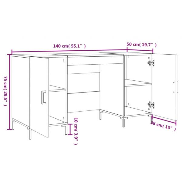 Schreibtisch Räuchereiche 140x50x75 cm Holzwerkstoff