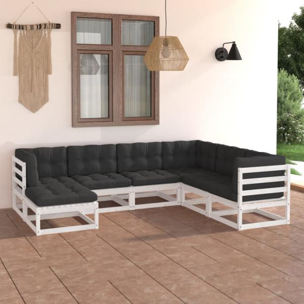 ARDEBO.de - 7-tlg. Garten-Lounge-Set mit Kissen Massivholz Kiefer