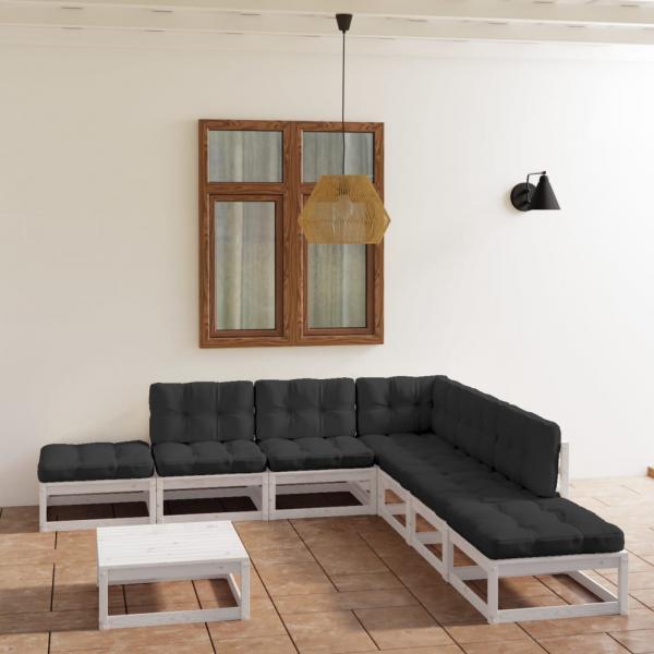 ARDEBO.de - 8-tlg. Garten-Lounge-Set mit Kissen Kiefer Massivholz