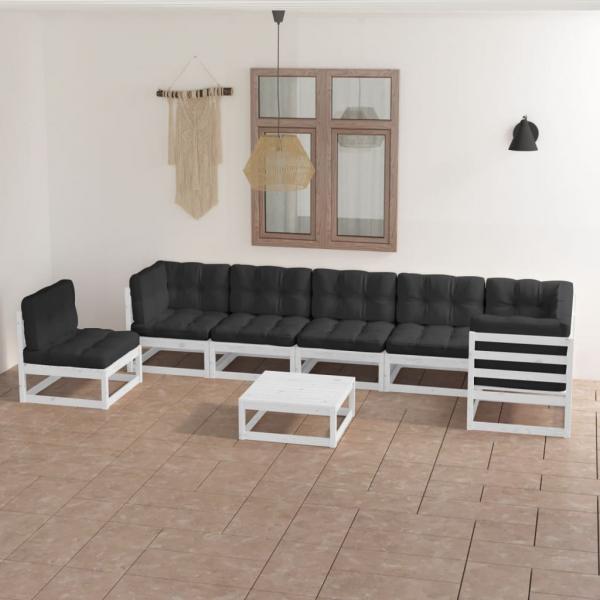 ARDEBO.de - 8-tlg. Garten-Lounge-Set mit Kissen Massivholz Kiefer