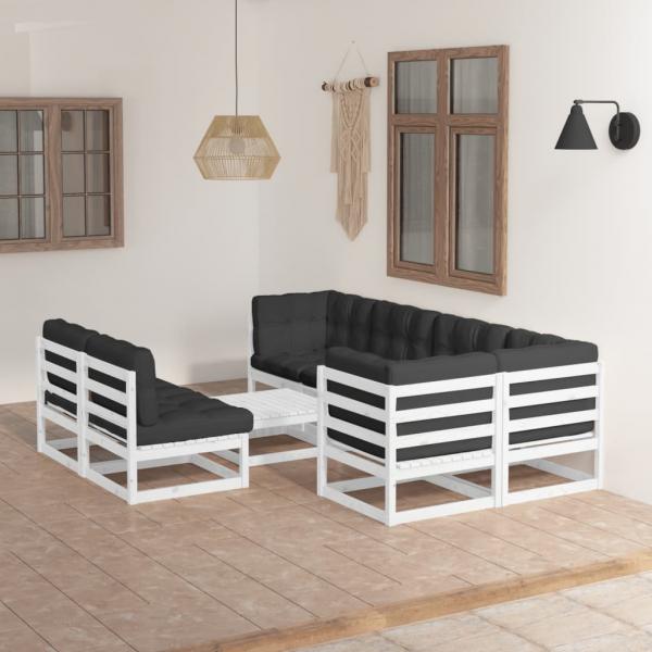 ARDEBO.de - 8-tlg. Garten-Lounge-Set mit Kissen Massivholz Kiefer