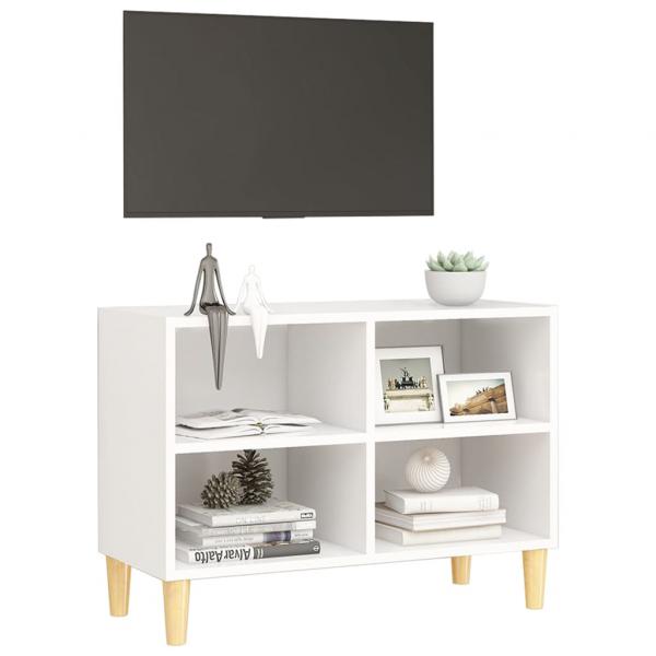 TV-Schrank mit Massivholz-Beinen Weiß 69,5x30x50 cm