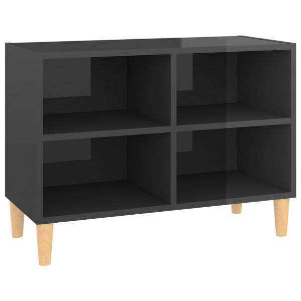 TV-Schrank mit Massivholz-Beinen Hochglanz-Grau 69,5x30x50 cm