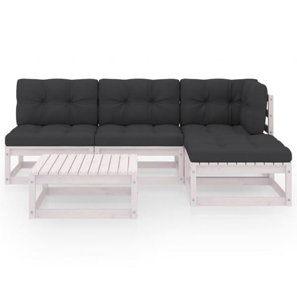 5-tlg. Garten-Lounge-Set mit Kissen Kiefer Massivholz