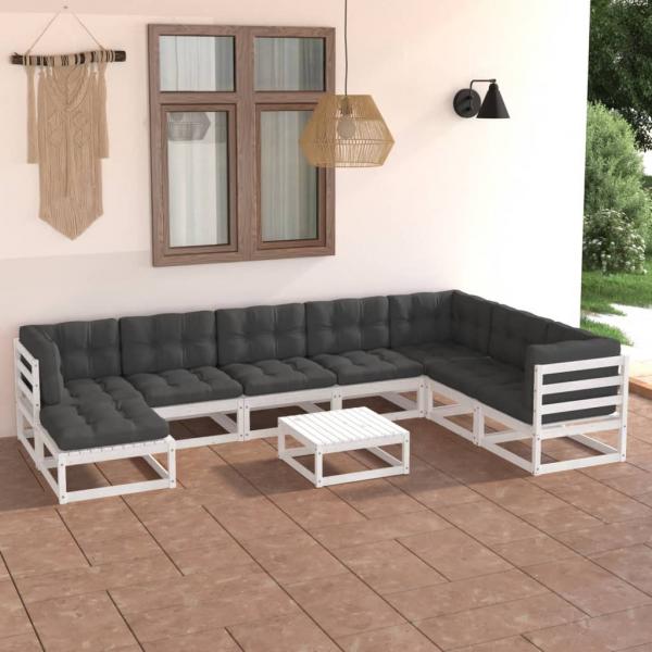 ARDEBO.de - 9-tlg. Garten-Lounge-Set mit Kissen Massivholz Kiefer