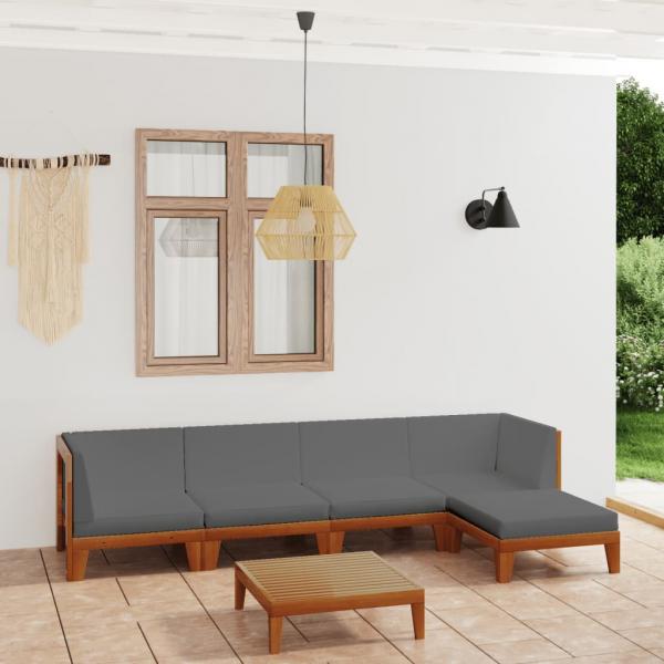 ARDEBO.de - 6-tlg. Garten-Lounge-Set mit Kissen Akazie Massivholz