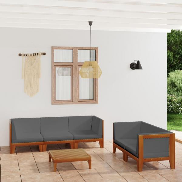 ARDEBO.de - 6-tlg. Garten-Lounge-Set mit Kissen Akazie Massivholz