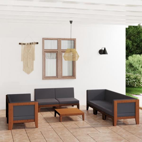 ARDEBO.de - 9-tlg. Garten-Lounge-Set mit Kissen Akazie Massivholz