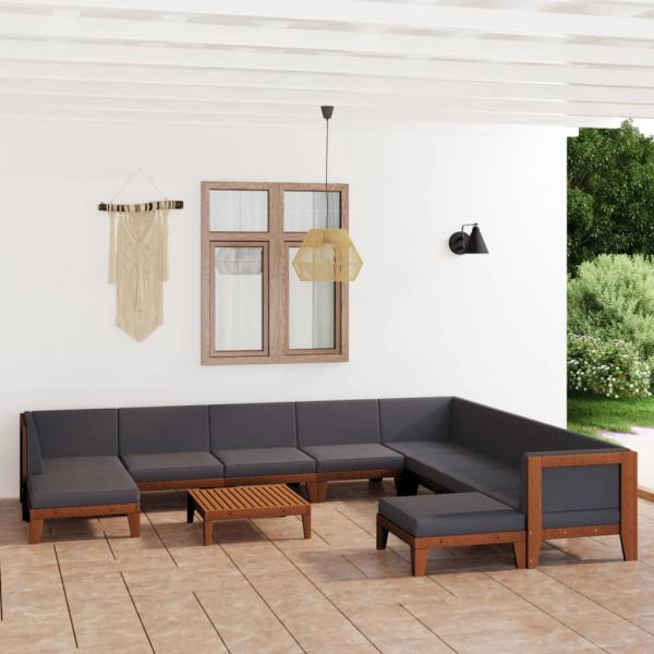 ARDEBO.de - 11-tlg. Garten-Lounge-Set mit Kissen Akazie Massivholz