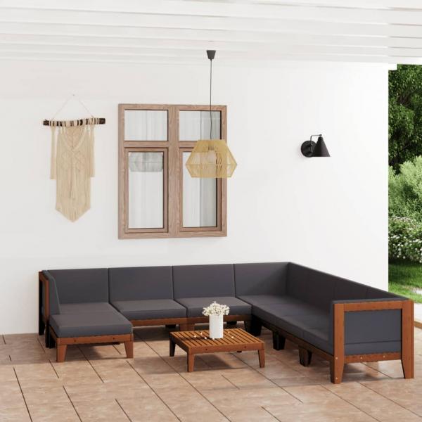 ARDEBO.de - 9-tlg. Garten-Lounge-Set mit Kissen Akazie Massivholz