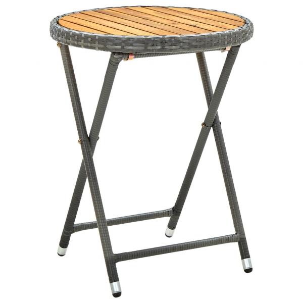 ARDEBO.de - Beistelltisch Grau 60 cm Poly Rattan und Akazie Massivholz