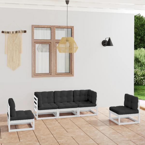 ARDEBO.de - 5-tlg. Garten-Lounge-Set mit Kissen Kiefer Massivholz