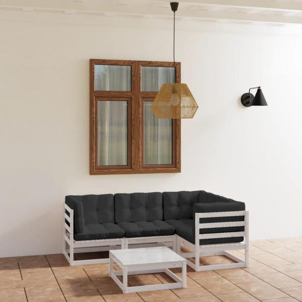 ARDEBO.de - 5-tlg. Garten-Lounge-Set mit Kissen Kiefer Massivholz