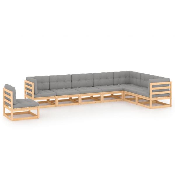 ARDEBO.de - 8-tlg. Garten-Lounge-Set mit Kissen Massivholz Kiefer