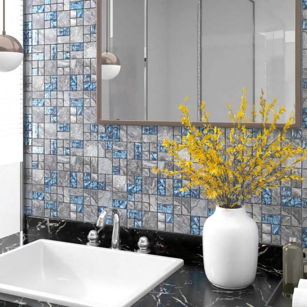 ARDEBO.de - Mosaikfliesen 22 Stk. Grau Blau 30x30 cm Glas