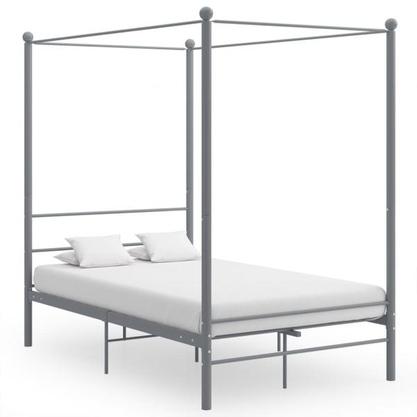 ARDEBO.de - Himmelbett Grau Metall 140x200 cm 