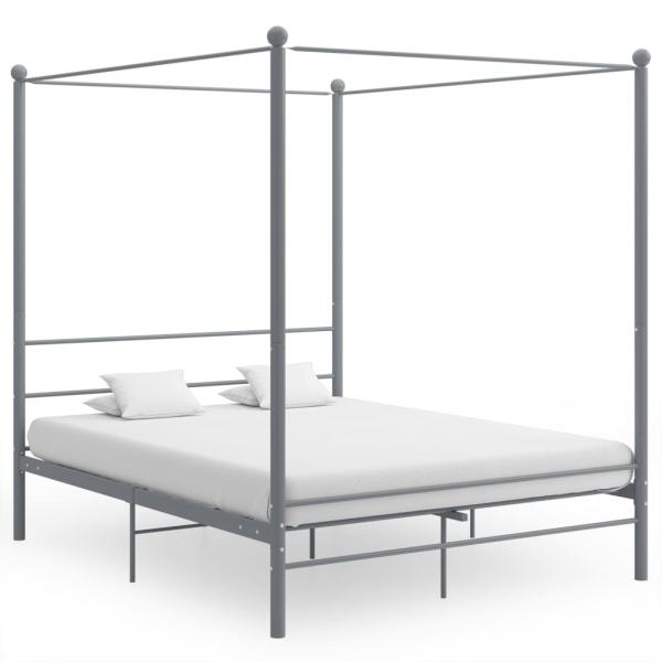 ARDEBO.de - Himmelbett Grau Metall 160x200 cm