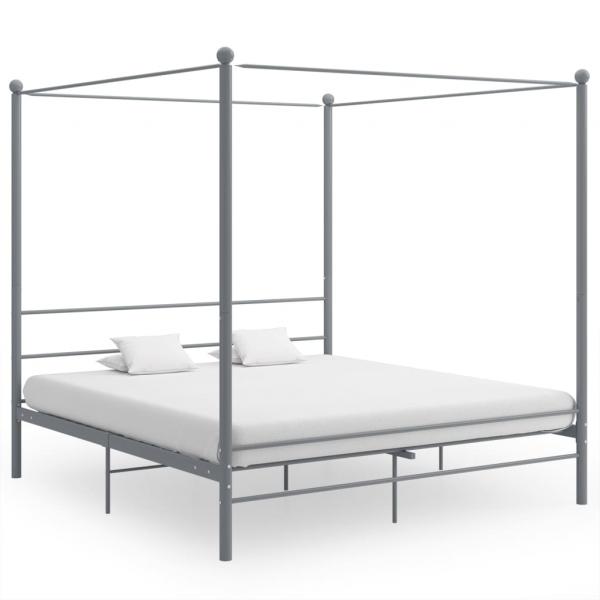 ARDEBO.de - Himmelbett Grau Metall 180x200 cm 