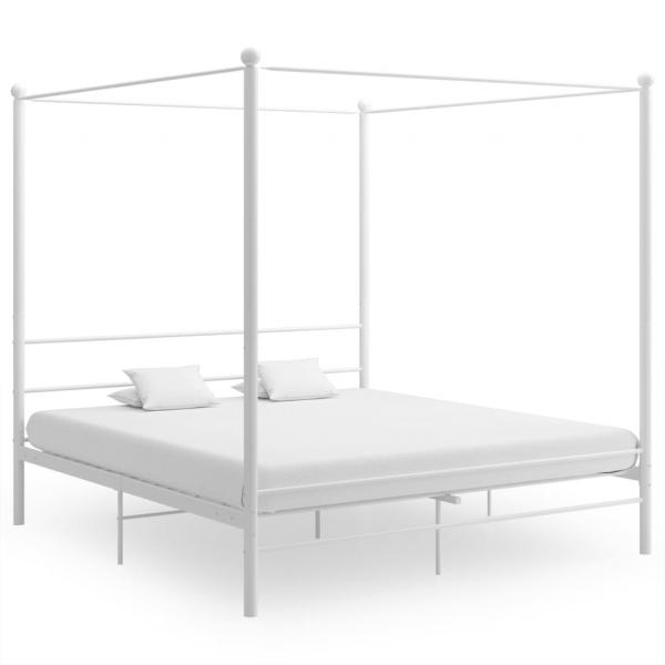 ARDEBO.de - Himmelbett Weiß Metall 200x200 cm 