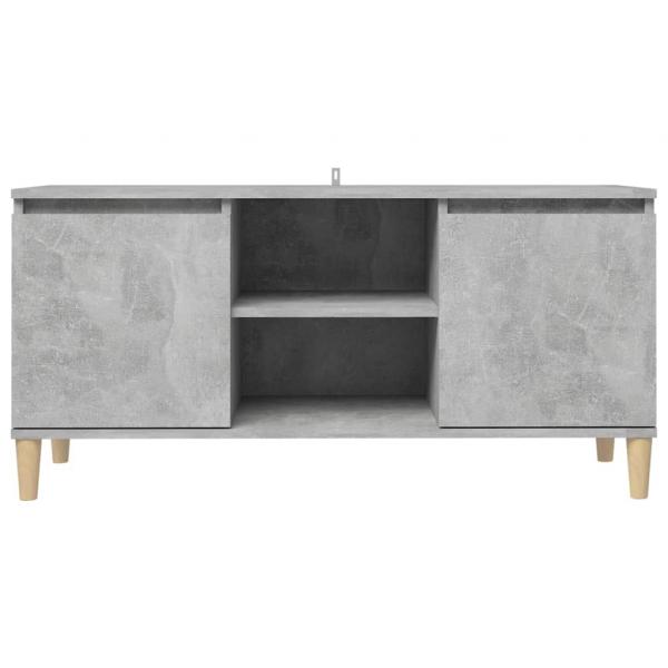 TV-Schrank mit Massivholz-Beinen Betongrau 103,5x35x50 cm