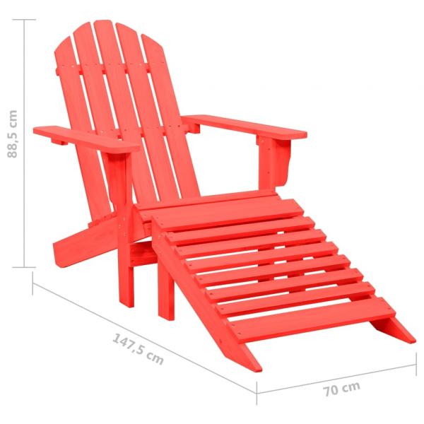 Adirondack-Gartenstuhl mit Fußstütze Massivholz Tanne Rot