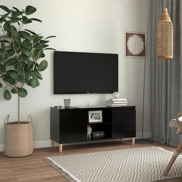 ARDEBO.de - TV-Schrank mit Massivholz-Beinen Schwarz 103,5x35x50 cm