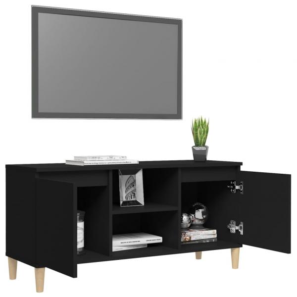 TV-Schrank mit Massivholz-Beinen Schwarz 103,5x35x50 cm