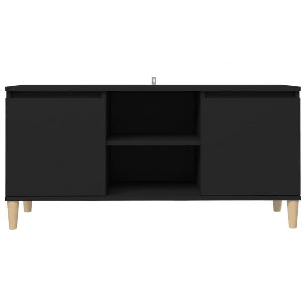 TV-Schrank mit Massivholz-Beinen Schwarz 103,5x35x50 cm