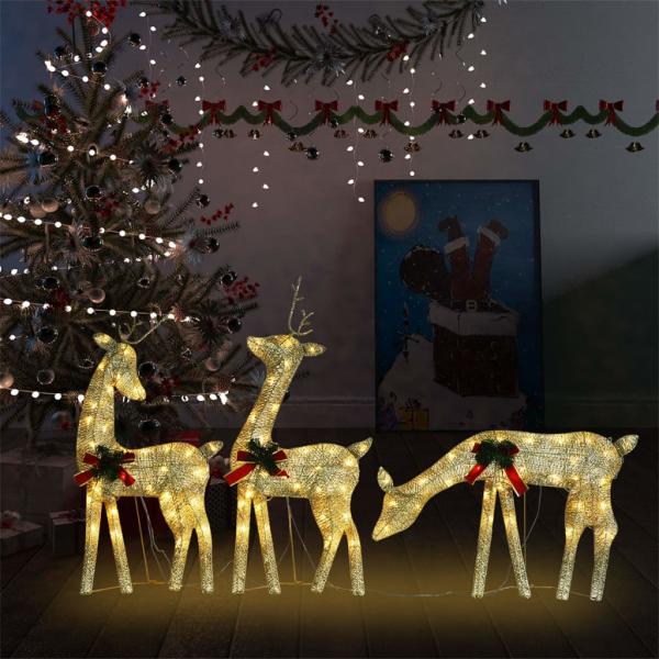 ARDEBO.de - Weihnachtsdeko LED Rentiere 270x7x90 cm Golden Warmweiß