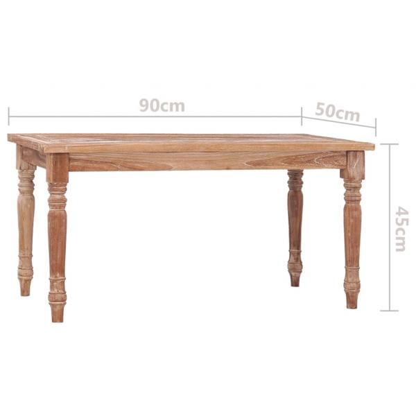 Batavia-Couchtisch 90x50x45 cm Teak Massivholz Getüncht