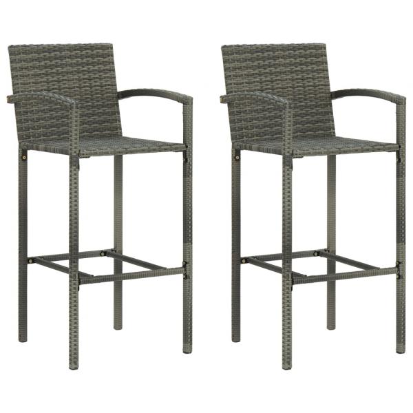 3-tlg. Garten-Bar-Set mit Armlehnen Poly Rattan Grau