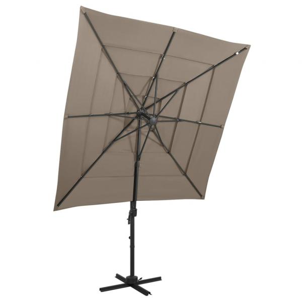 ARDEBO.de - Sonnenschirm mit Aluminium-Mast 4-lagig Taupe 250x250 cm