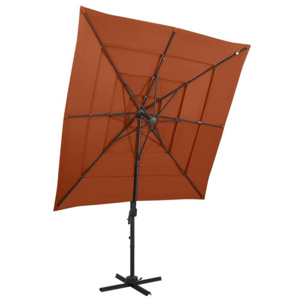 ARDEBO.de - Sonnenschirm mit Aluminium-Mast 4-lagig Terrakotta 250x250cm