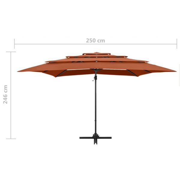 Sonnenschirm mit Aluminium-Mast 4-lagig Terrakotta 250x250cm