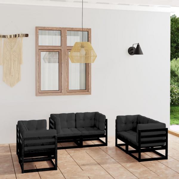 ARDEBO.de - 6-tlg. Garten-Lounge-Set mit Kissen Kiefer Massivholz