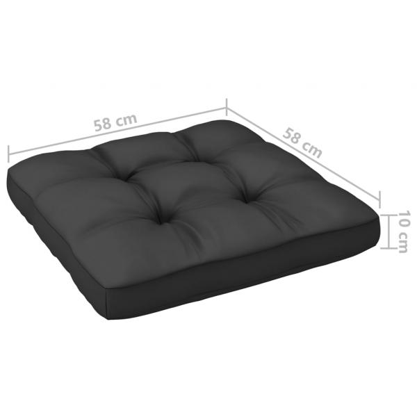 Gartensofa 2-Sitzer mit Kissen Schwarz Kiefer Massivholz