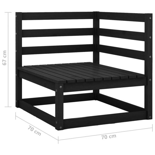 Gartensofa 2-Sitzer mit Kissen Schwarz Kiefer Massivholz