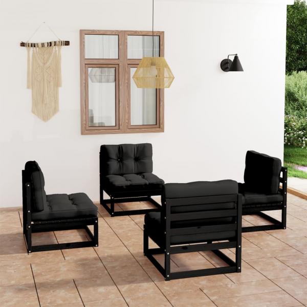 ARDEBO.de - 4-tlg. Garten-Lounge-Set mit Kissen Kiefer Massivholz