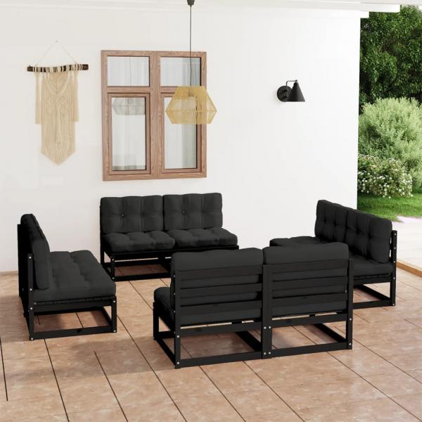 ARDEBO.de - 8-tlg. Garten-Lounge-Set mit Kissen Kiefer Massivholz