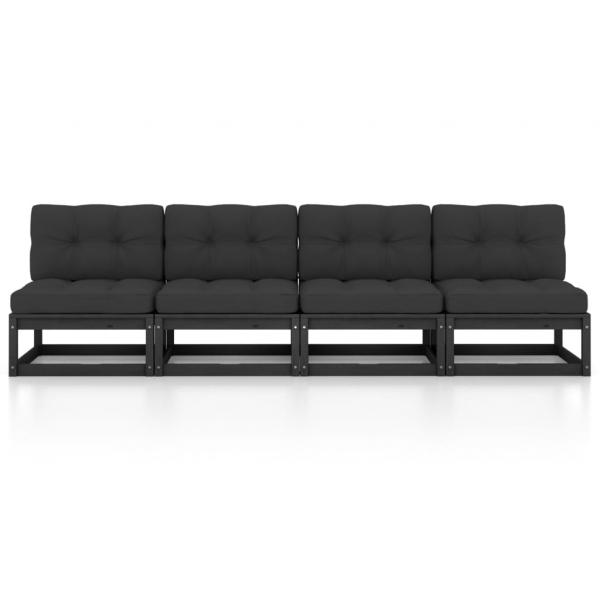 4-Sitzer-Gartensofa mit Kissen Kiefer Massivholz