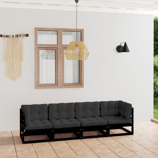 ARDEBO.de - 4-Sitzer-Gartensofa mit Kissen Kiefer Massivholz