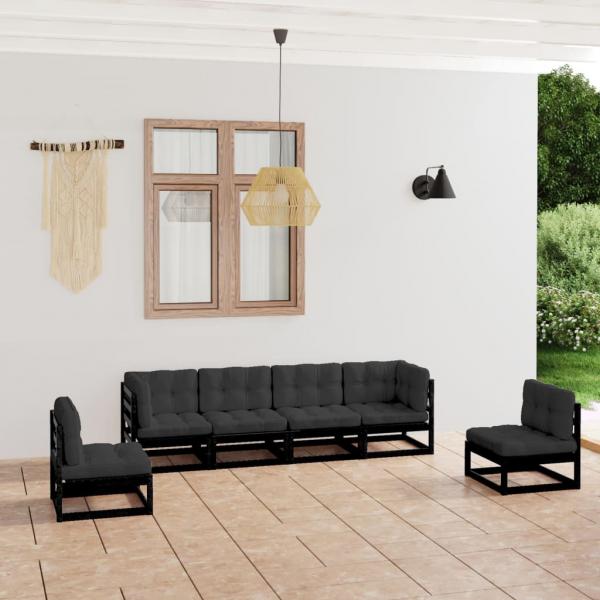 ARDEBO.de - 6-tlg. Garten-Lounge-Set mit Kissen Massivholz Kiefer