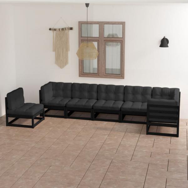 ARDEBO.de - 7-tlg. Garten-Lounge-Set mit Kissen Massivholz Kiefer