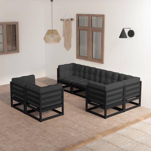 ARDEBO.de - 7-tlg. Garten-Lounge-Set mit Kissen Massivholz Kiefer