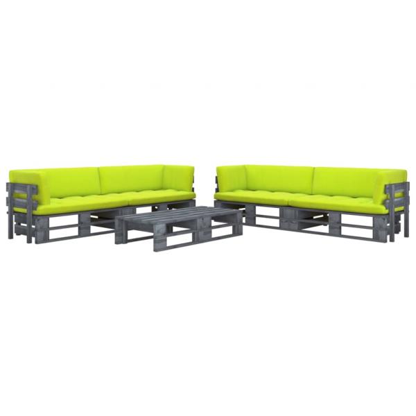 ARDEBO.de - 6-tlg. Paletten-Lounge-Set Grau Imprägniertes Kiefernholz