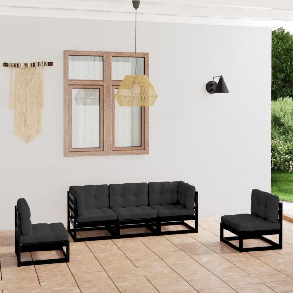 ARDEBO.de - 5-tlg. Garten-Lounge-Set mit Kissen Massivholz Kiefer