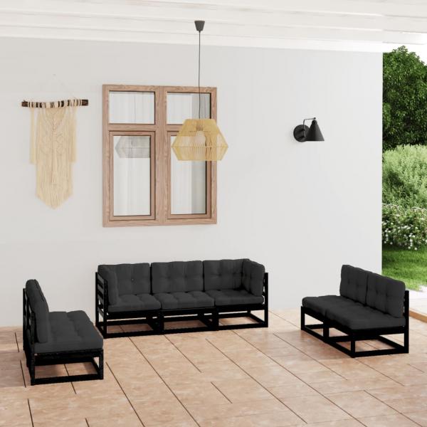 ARDEBO.de - 7-tlg. Garten-Lounge-Set mit Kissen Massivholz Kiefer