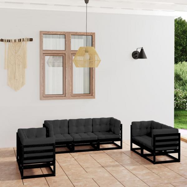 ARDEBO.de - 7-tlg. Garten-Lounge-Set mit Kissen Kiefer Massivholz