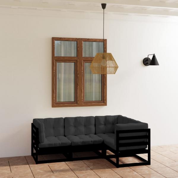 ARDEBO.de - 4-tlg. Garten-Lounge-Set mit Kissen Massivholz Kiefer