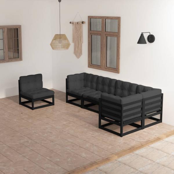 ARDEBO.de - 6-tlg. Garten-Lounge-Set mit Kissen Kiefer Massivholz